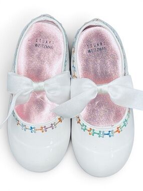 STUART WEITZMAN Girls' White Mary Jane Flats with Bow Size 7